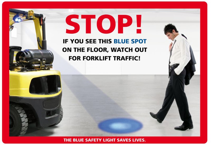 Видешь синее пятно на полу? Вилочный погрузчик рядом.